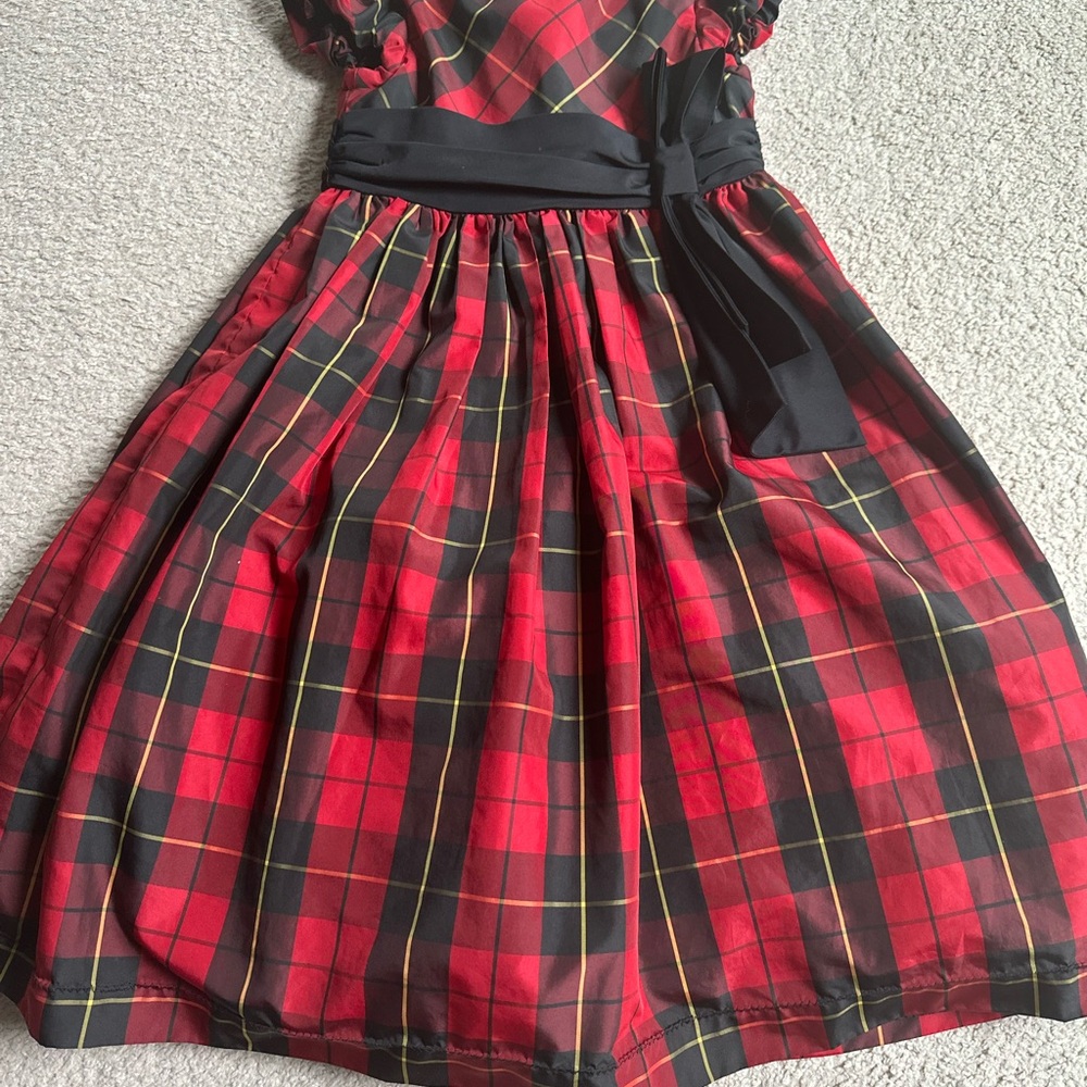 Red Plaid Dress with Black Ribbon